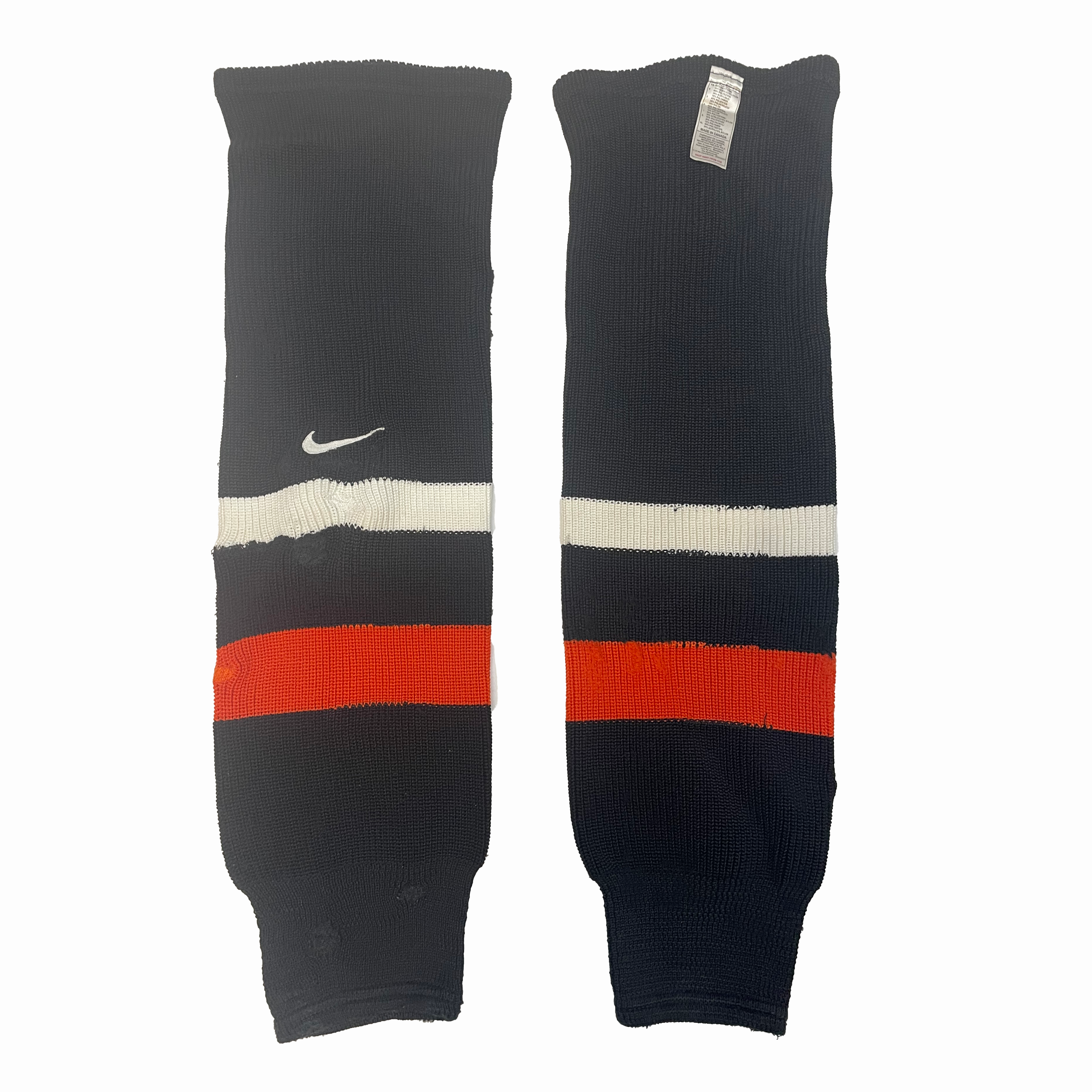 Nike - Chaussettes de hockey en tricot d'occasion (noir/orange/blanc)